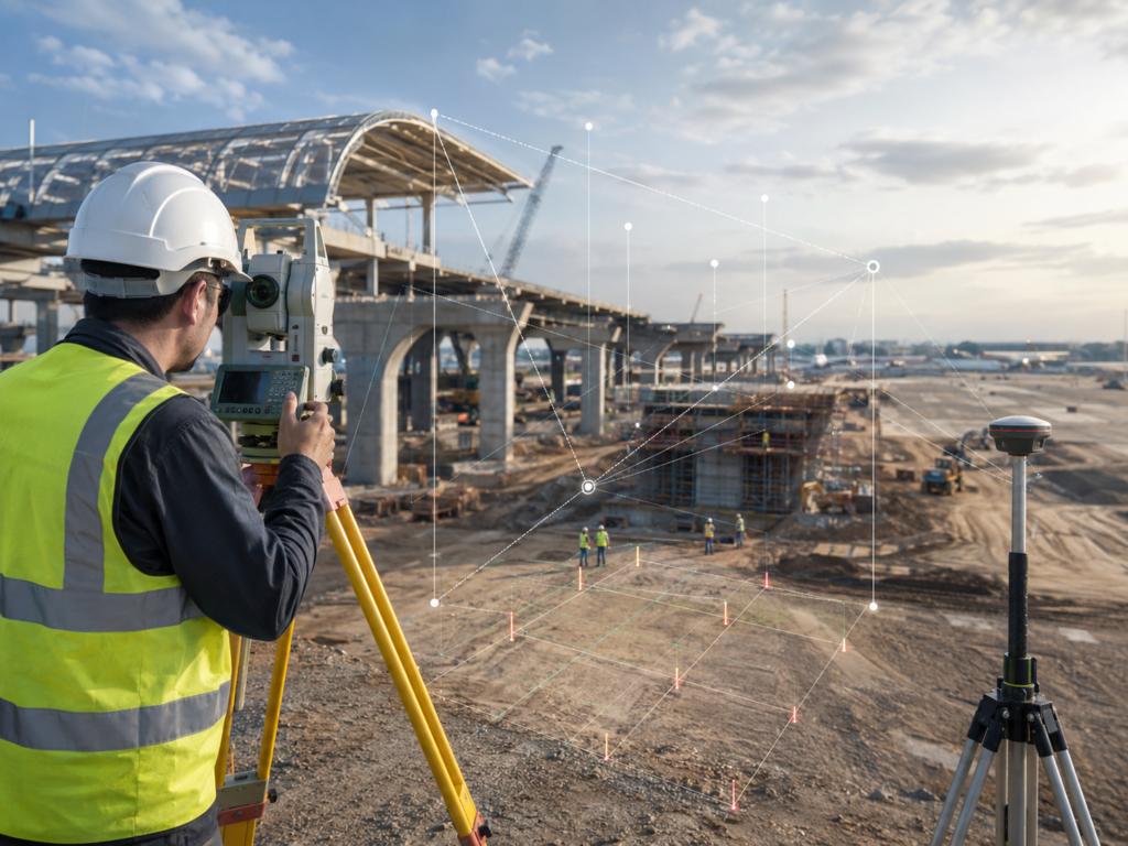 Red de control topográfico aplicada en una megaobra de infraestructura.